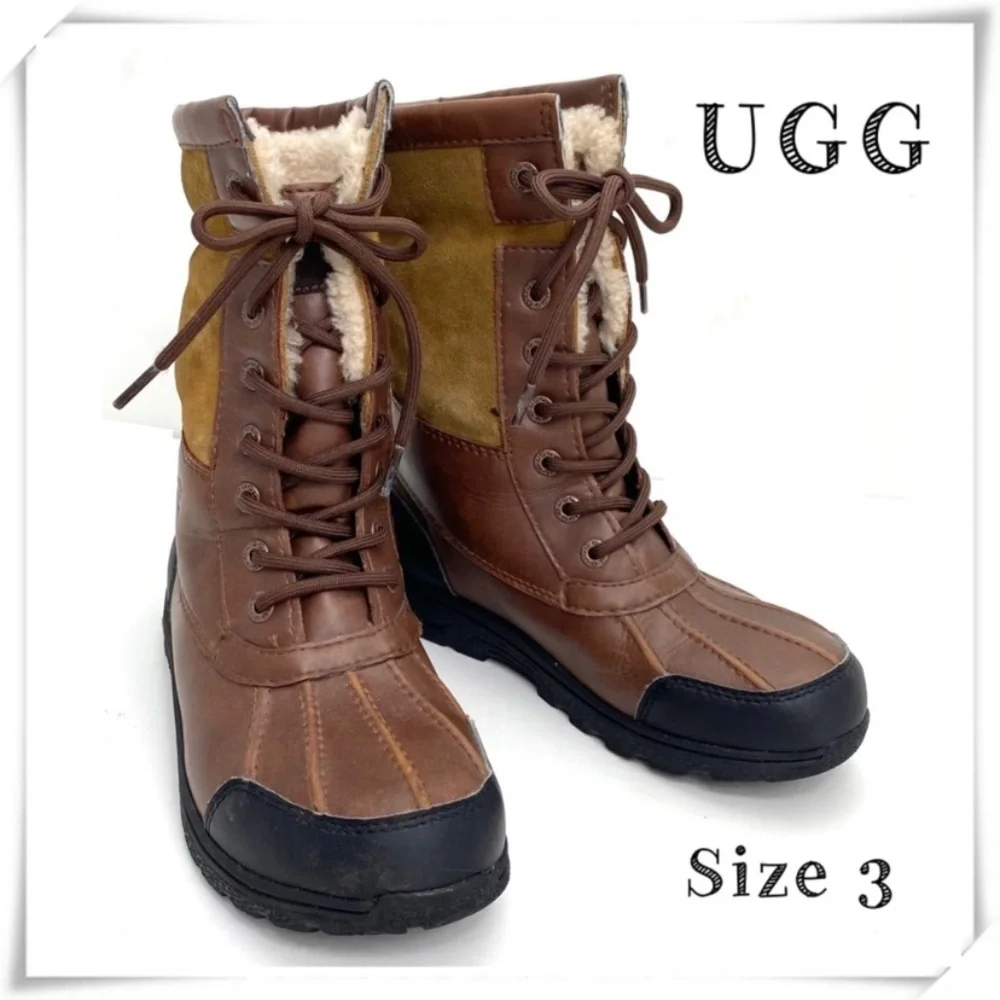 Ugg Butte II Boot Lace up Winter Snow Duck Boots Tan Brown Size 3 S/N 1098890K